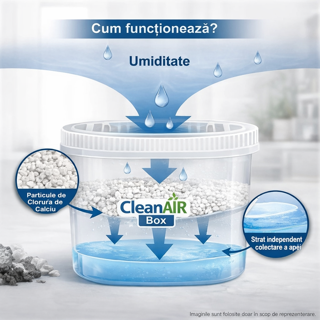 CleanAIR Box - Elimină Umiditatea în recipient sigilat!