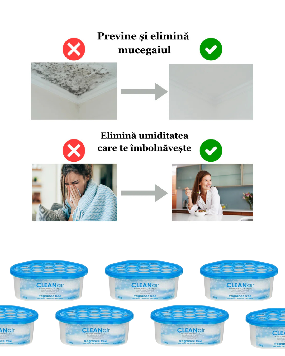 CleanAIR Box - Elimină Umiditatea în recipient sigilat!